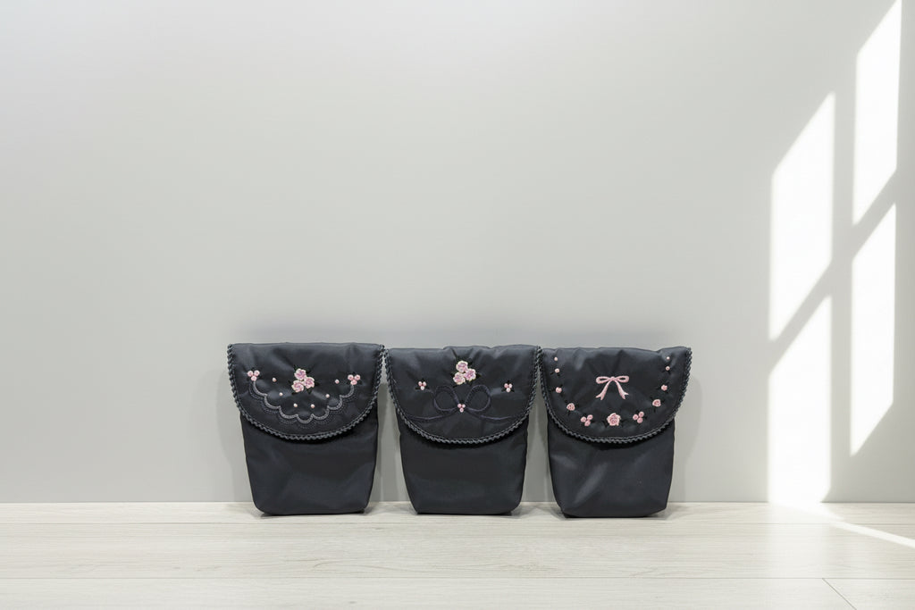 定期ケースグレー（刺繍選択可）