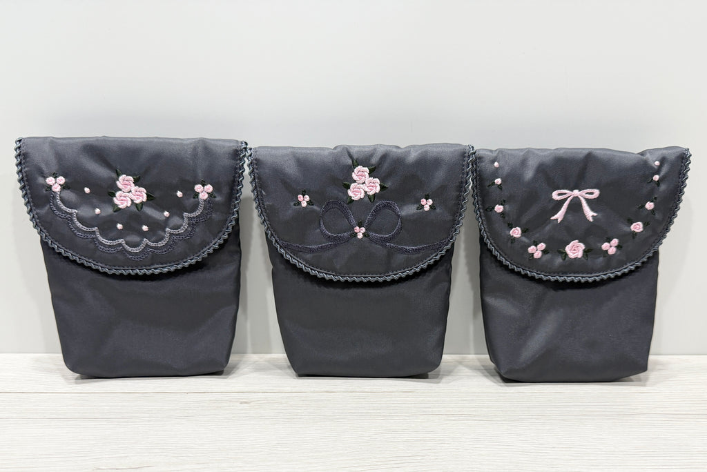 定期ケースグレー（刺繍選択可）