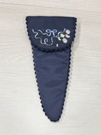 ハサミケースネイビー（水色リボン刺繍）