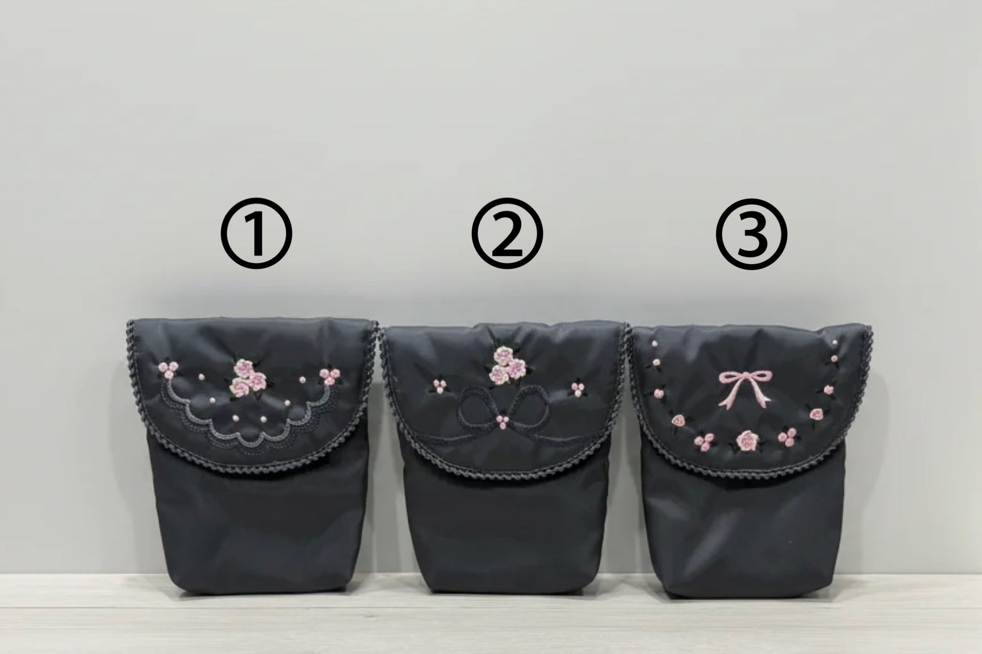 定期ケースグレー（刺繍選択可）