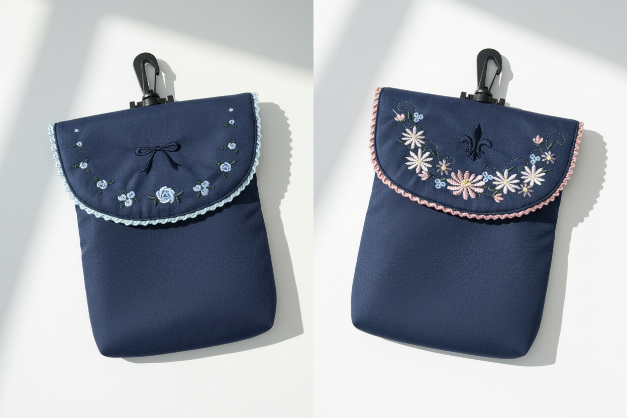 定期ケースネイビー（刺繍選択可）